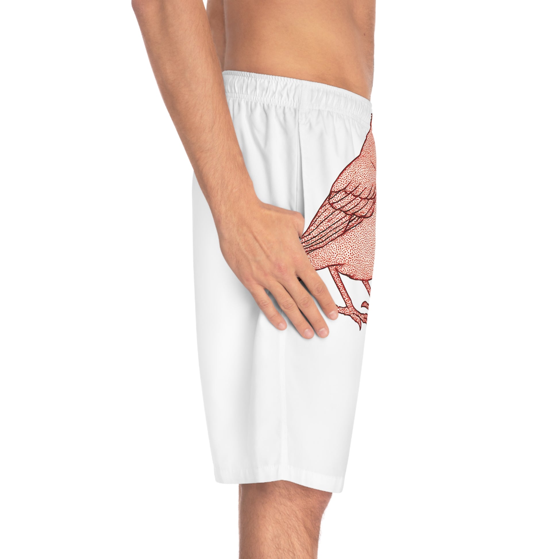 Vibrant Cardinal Print Board Shorts, Men's Swimwear, Summer Beachwear, Gift for Nature Lovers, Spiritual Symbolism, Father's Day Gift