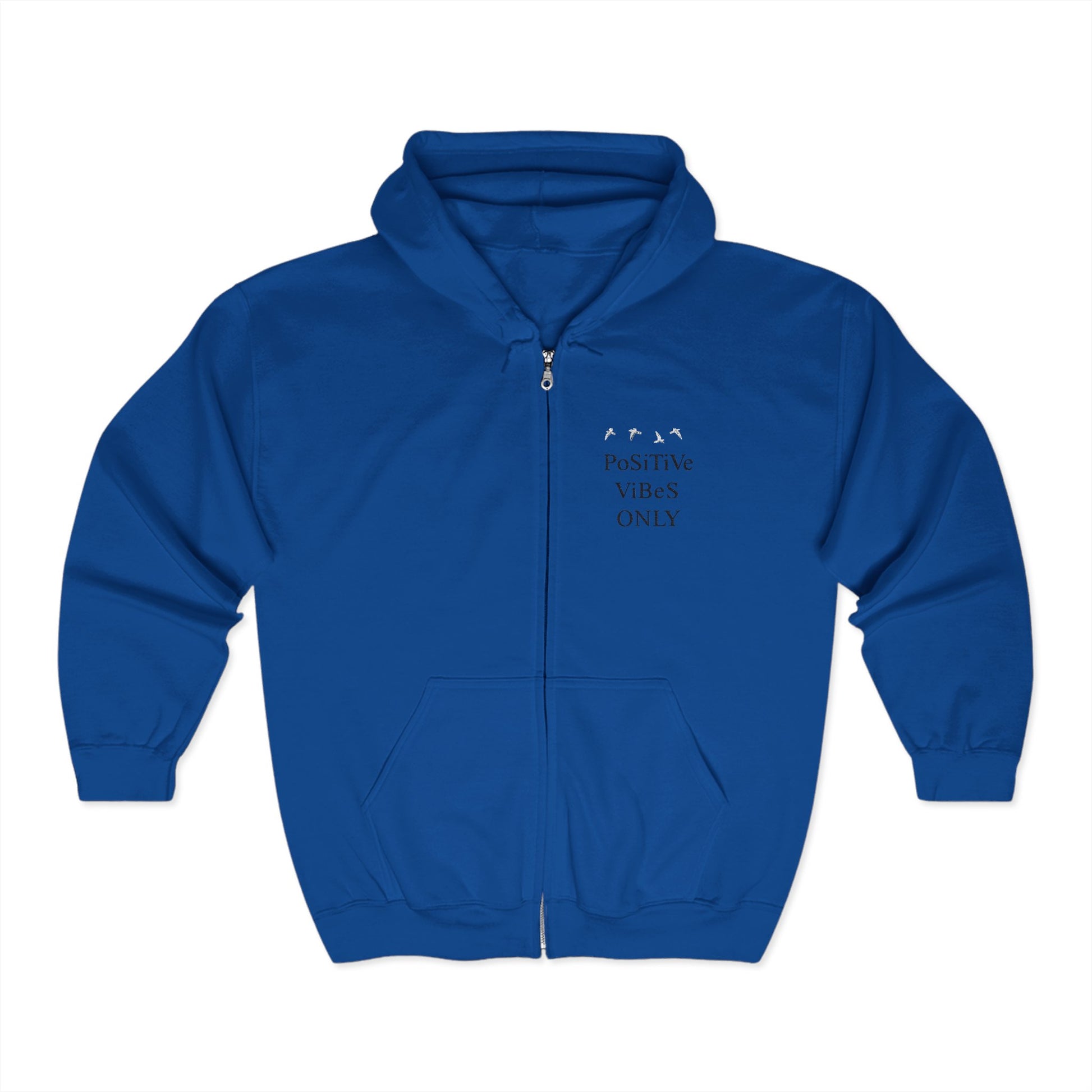 Positive Vibes Zip Hoodie, Unisex Hooded Sweatshirt for Relaxation, Gift for Friends, Casual Wear, Comfortable Layering