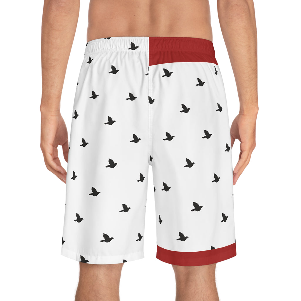 Men's Bird Pattern Board Shorts, Summer Swimwear, Beach Shorts, Vacation Essentials, Casual Style, Perfect for Warm Weather