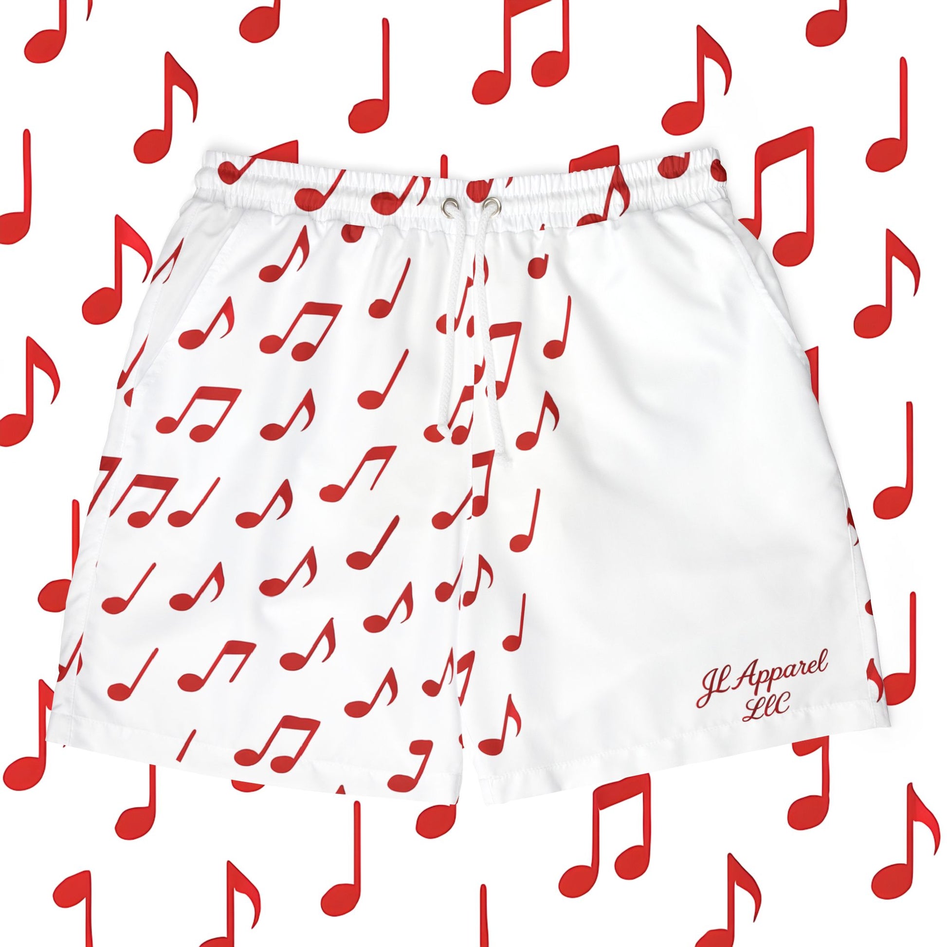 Musical Notes Unisex Swim Shorts | Summer Beachwear, Pool Party, Gift for Music Lovers, Vacation Essentials, Trendy Swimwear