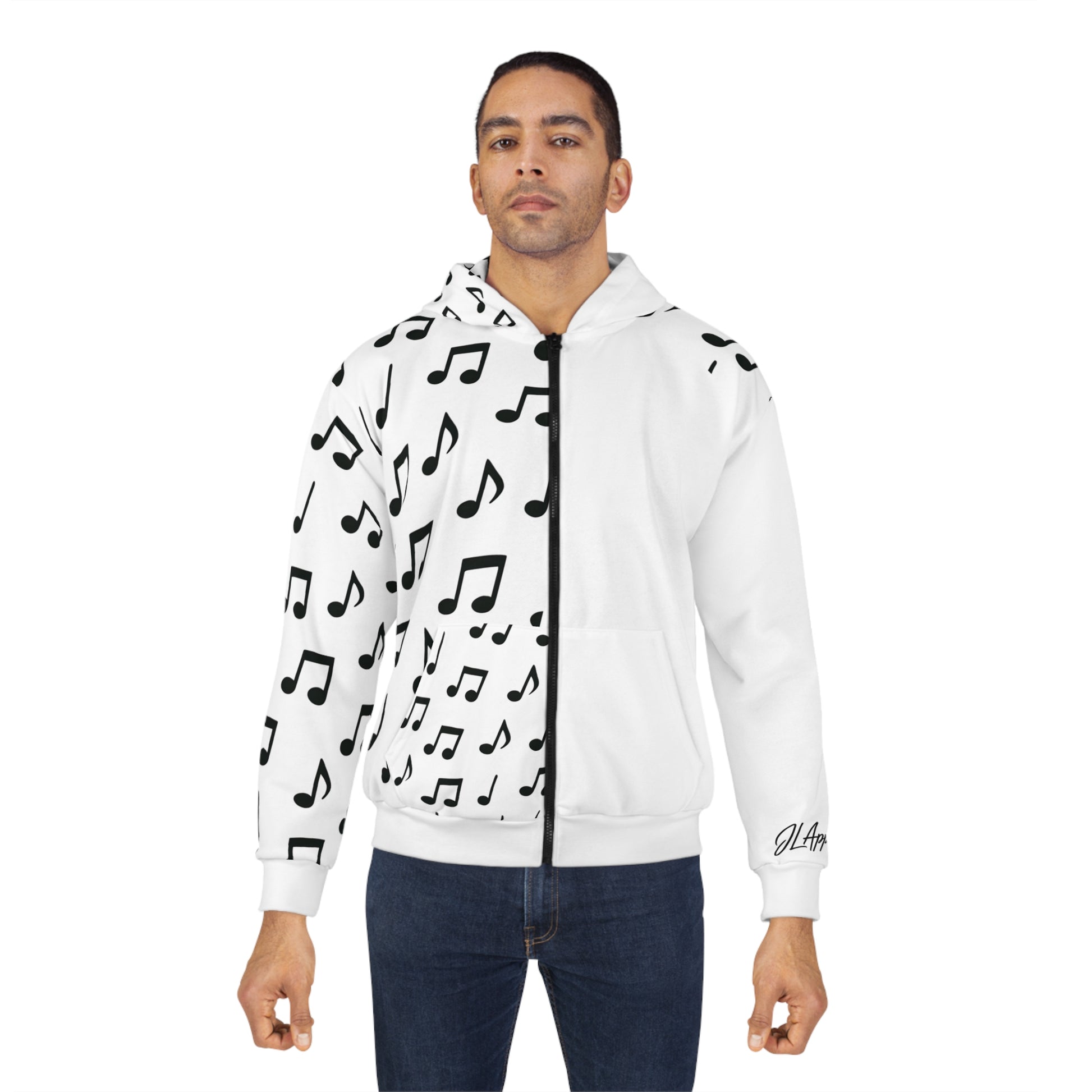 Musical Notes Unisex Zip Hoodie, Music Lover Gift, Artsy Zip Hoodie, Contemporary Style, Perfect for Concerts, Unique Art Apparel
