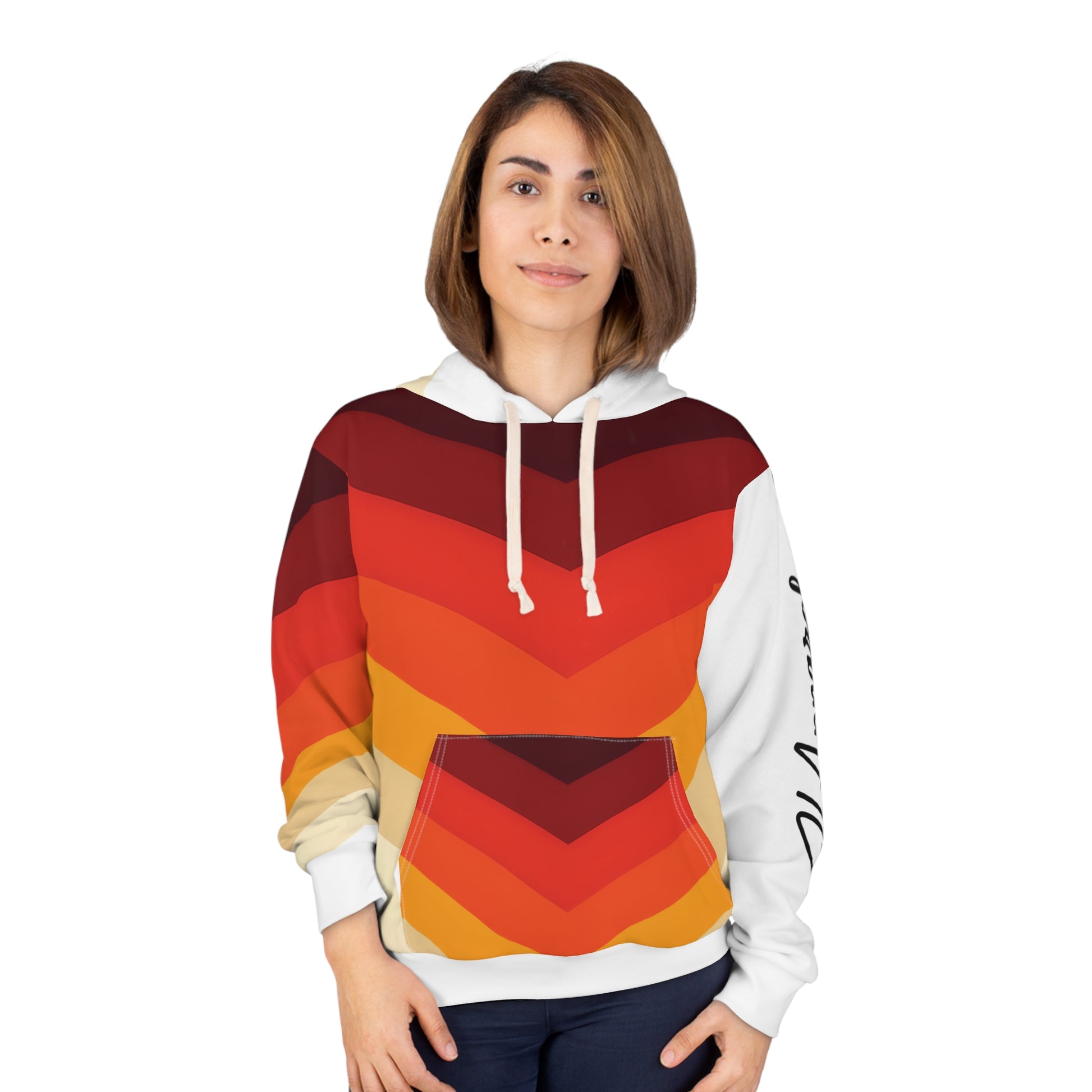 Vibrant Retro Chevron Hoodie, Cozy Fashion, Unisex Apparel, Perfect for Fall, Stylish Gift, Weekend Comfort