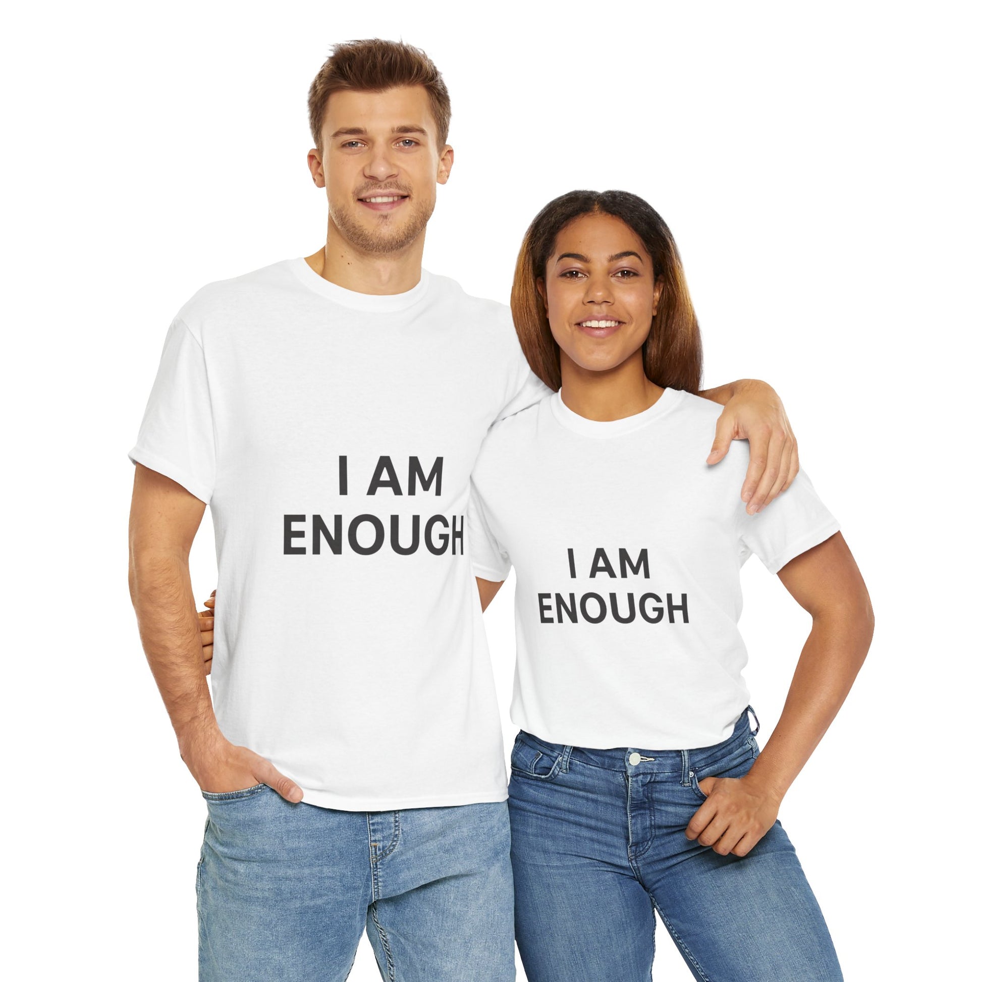 Empowering Unisex Heavy Cotton Tee - I Am Enough, Affirmation Shirt, Motivational T-Shirt, Gift for Self-Love, Casual Everyday Tee
