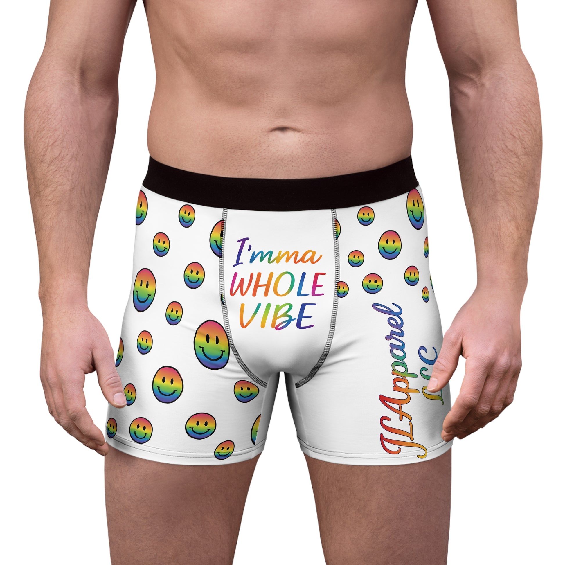 Colorful Vibe Men's Boxer Briefs, Fun Underwear, Rainbow Smiley Boxers, LGBTQ+ Pride, Cute Men's Fashion, Gift for Him
