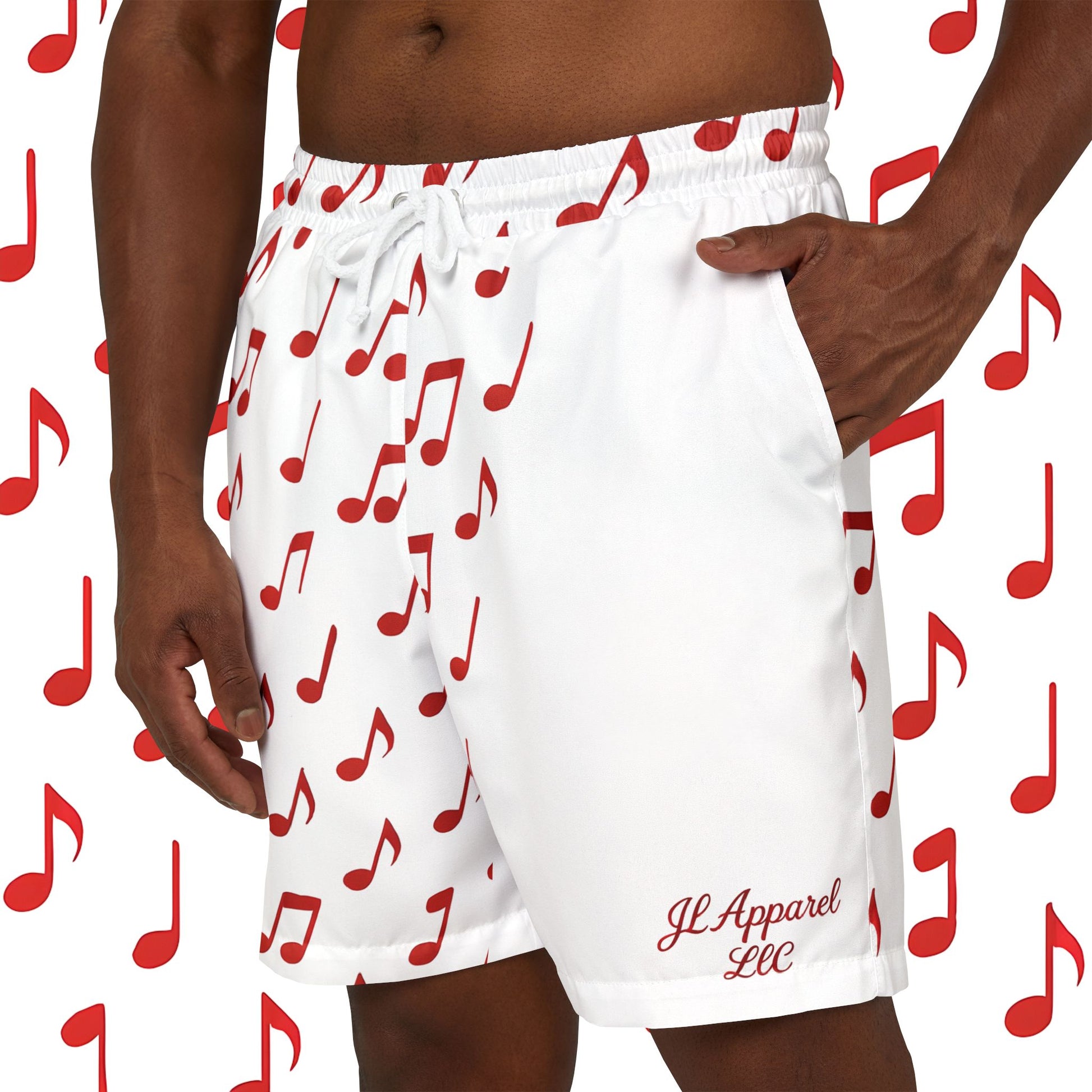 Musical Notes Unisex Swim Shorts | Summer Beachwear, Pool Party, Gift for Music Lovers, Vacation Essentials, Trendy Swimwear