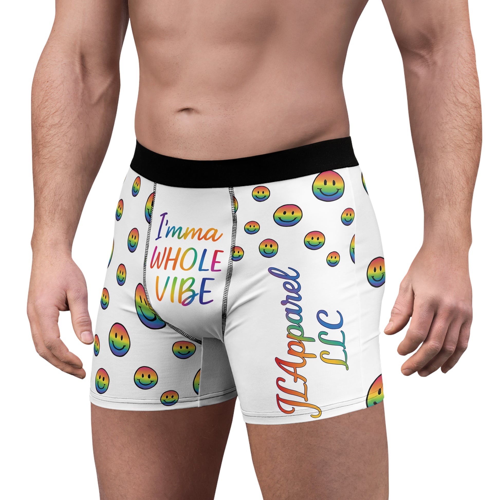 Colorful Vibe Men's Boxer Briefs, Fun Underwear, Rainbow Smiley Boxers, LGBTQ+ Pride, Cute Men's Fashion, Gift for Him