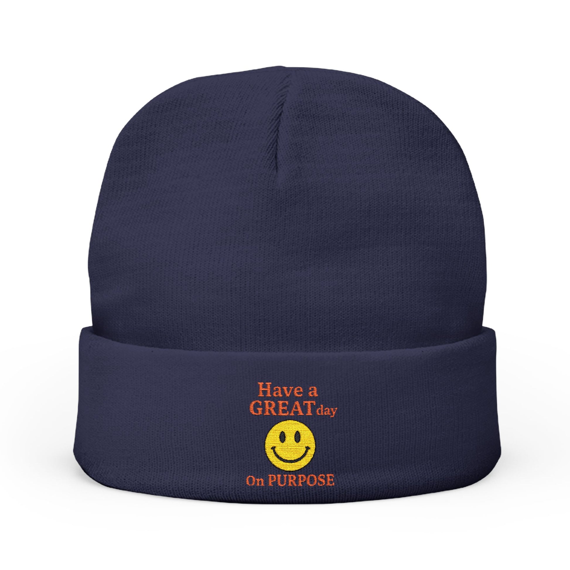 Cheerful Smiley Knit Beanie, Cozy Winter Hat, Casual Accessory, Gift for Him/Her, Fun Embroidered Headwear