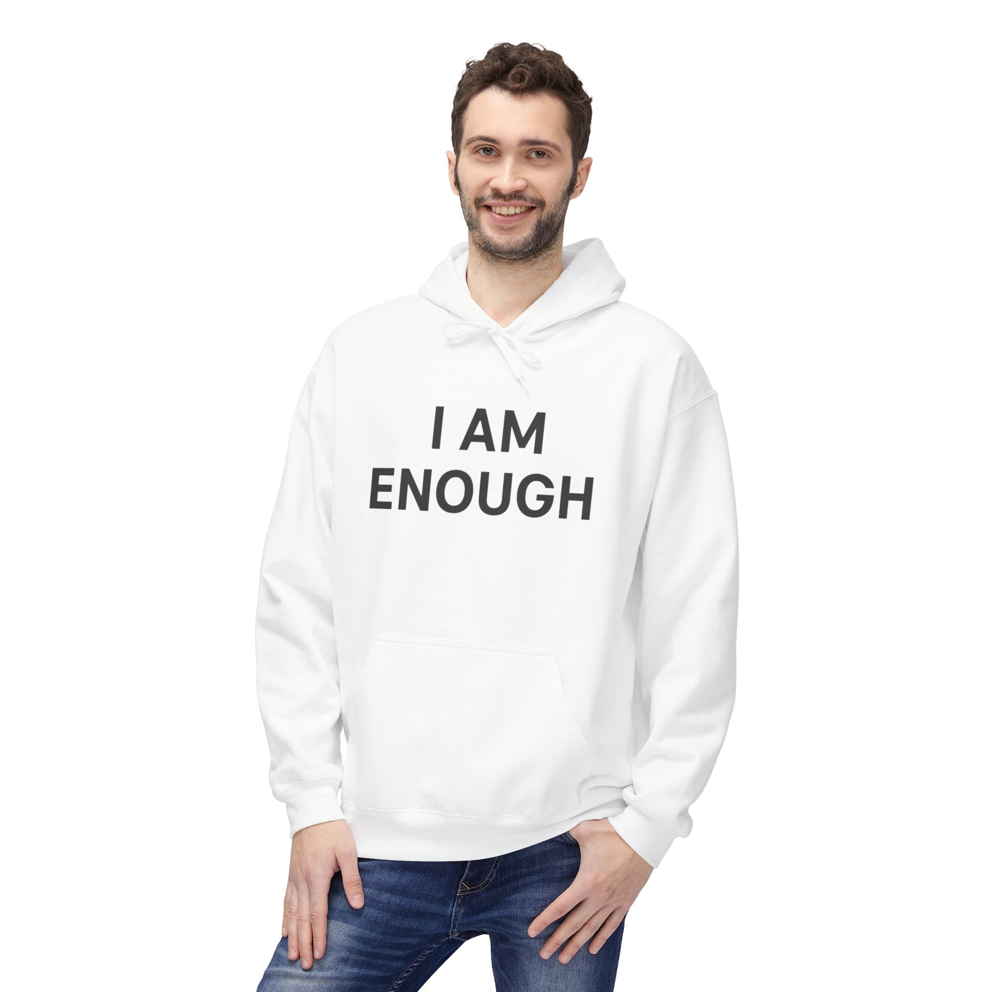 Empowering Unisex Hoodie - 'I AM ENOUGH', Motivational Apparel for Self-Love, Cozy Gift, Casual Wear, Positive Vibes