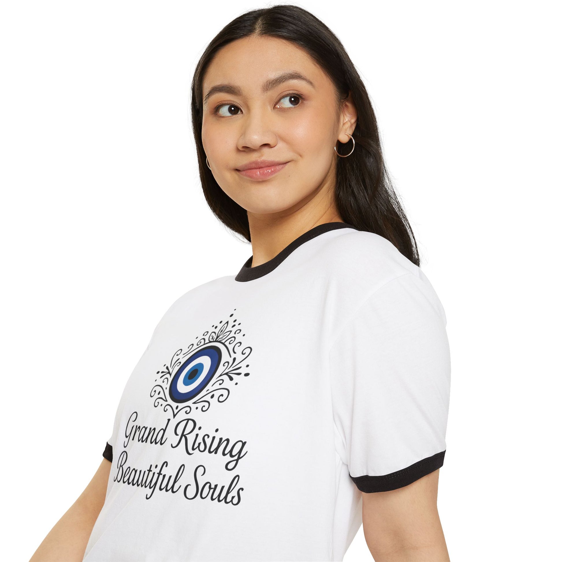 Grand Rising Beautiful Souls Ringer T-Shirt, Unisex Tee, Spiritual Apparel, Casual Wear, Gift for New Age Enthusiasts