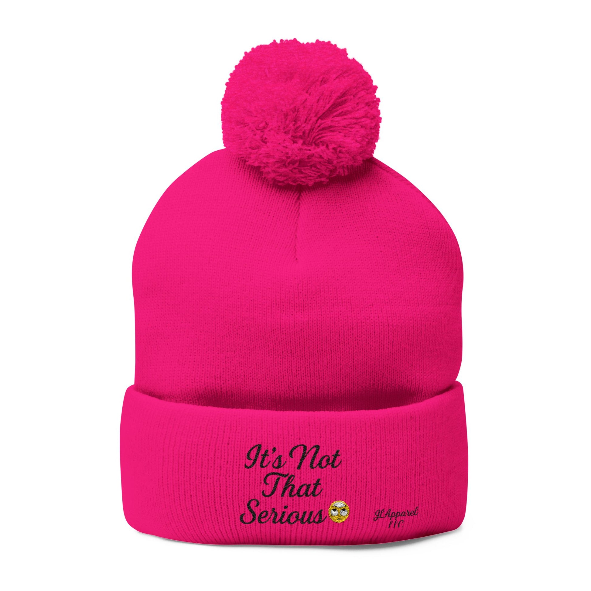 Cozy Pom-Pom Knit Cap - It's Not That Serious, Funny Winter Hat, Embroidered Beanie, Gift for Friends, Casual Style