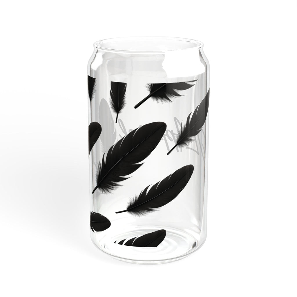 Feather Design Sipper Glass - Stylish Drinking Jar, Eco-Friendly Beverage Container, Perfect Gift for Home, Parties, and Events