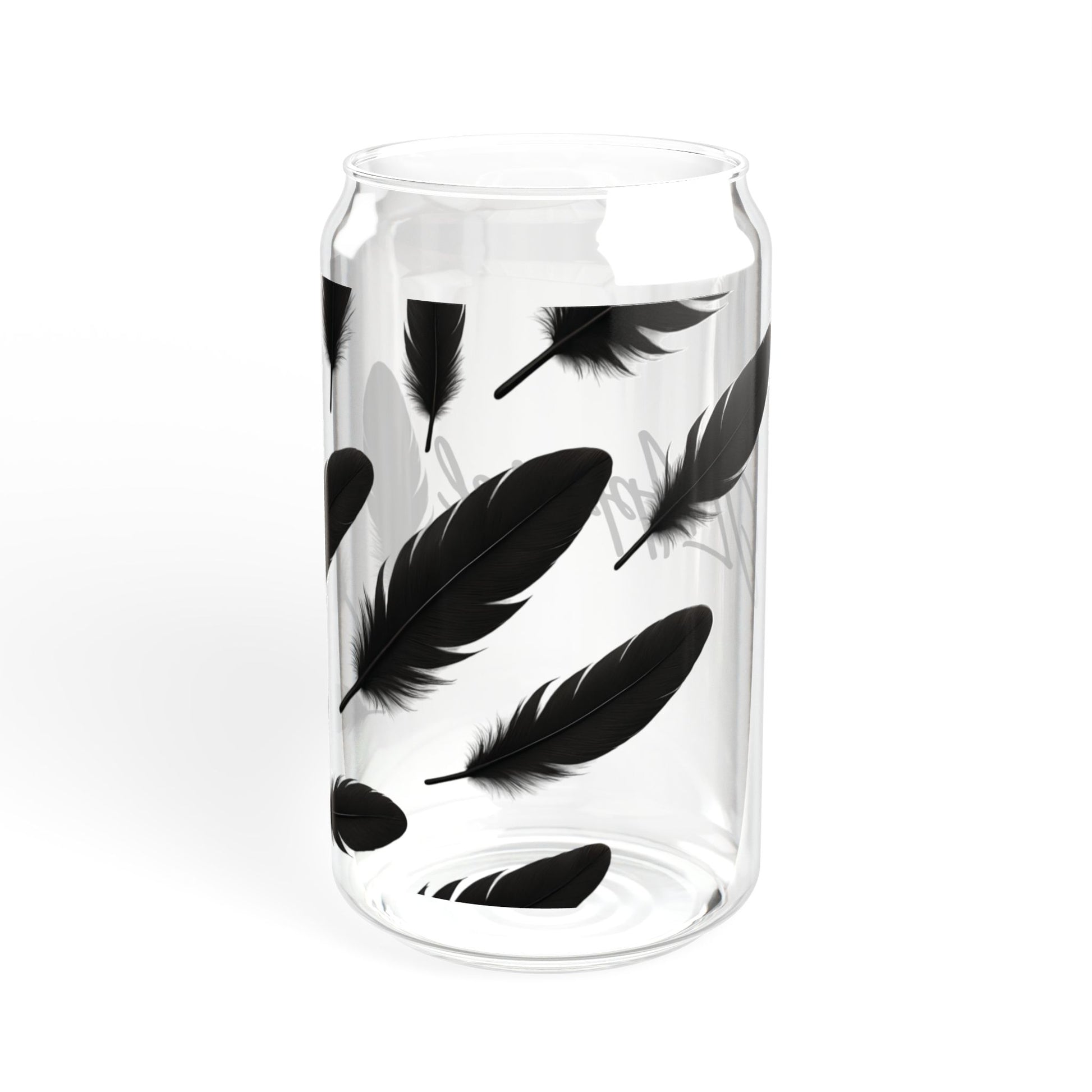 Feather Design Sipper Glass - Stylish Drinking Jar, Eco-Friendly Beverage Container, Perfect Gift for Home, Parties, and Events