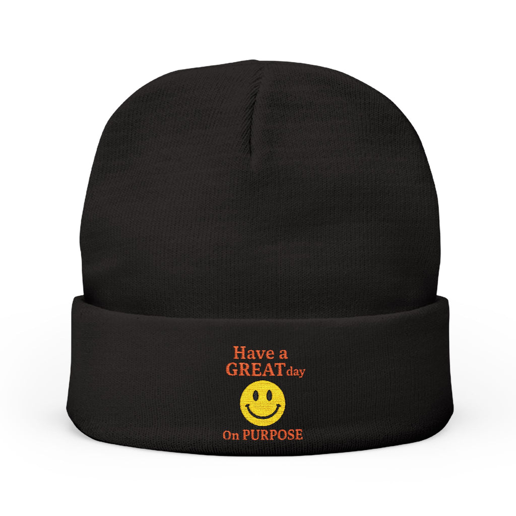 Cheerful Smiley Knit Beanie, Cozy Winter Hat, Casual Accessory, Gift for Him/Her, Fun Embroidered Headwear