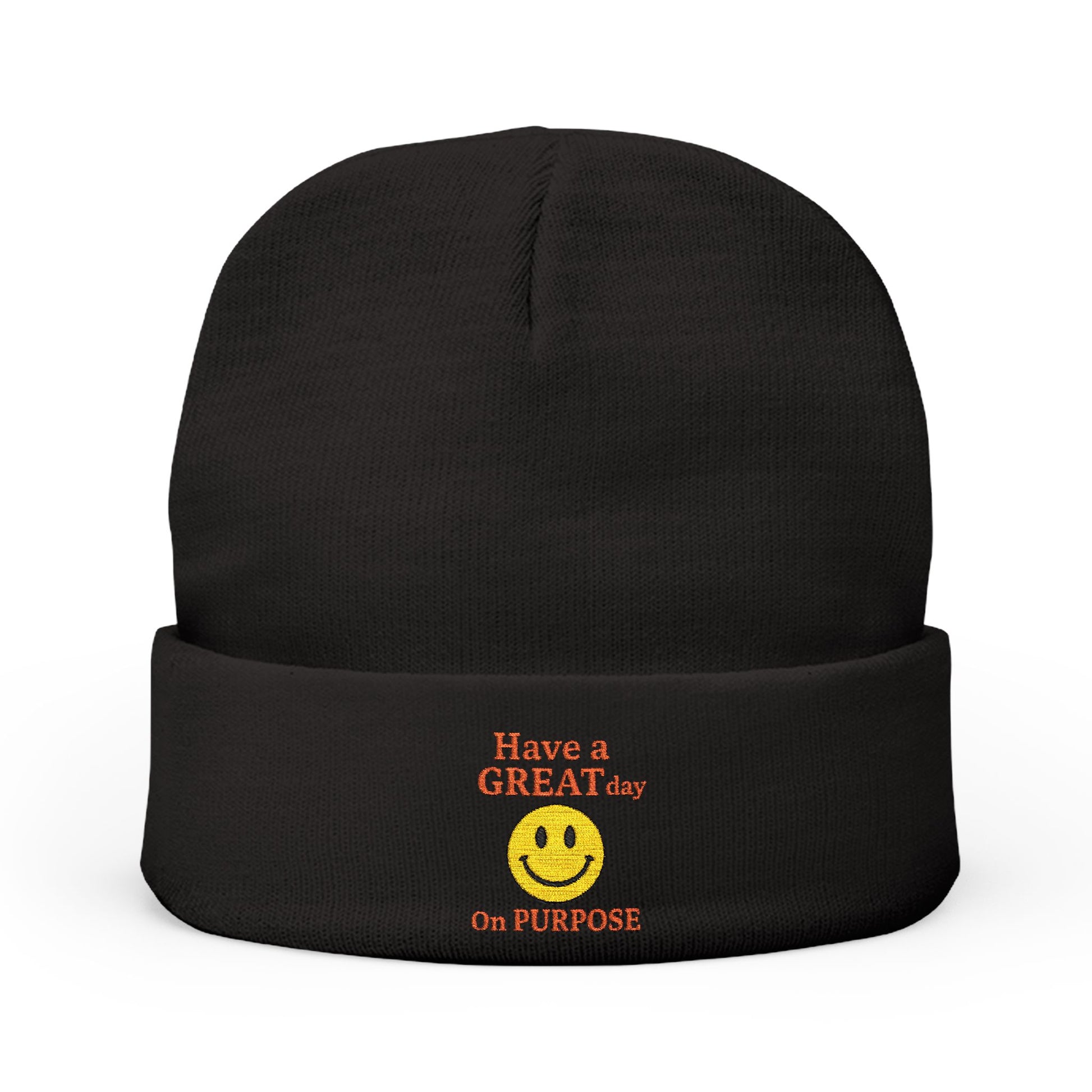 Cheerful Smiley Knit Beanie, Cozy Winter Hat, Casual Accessory, Gift for Him/Her, Fun Embroidered Headwear