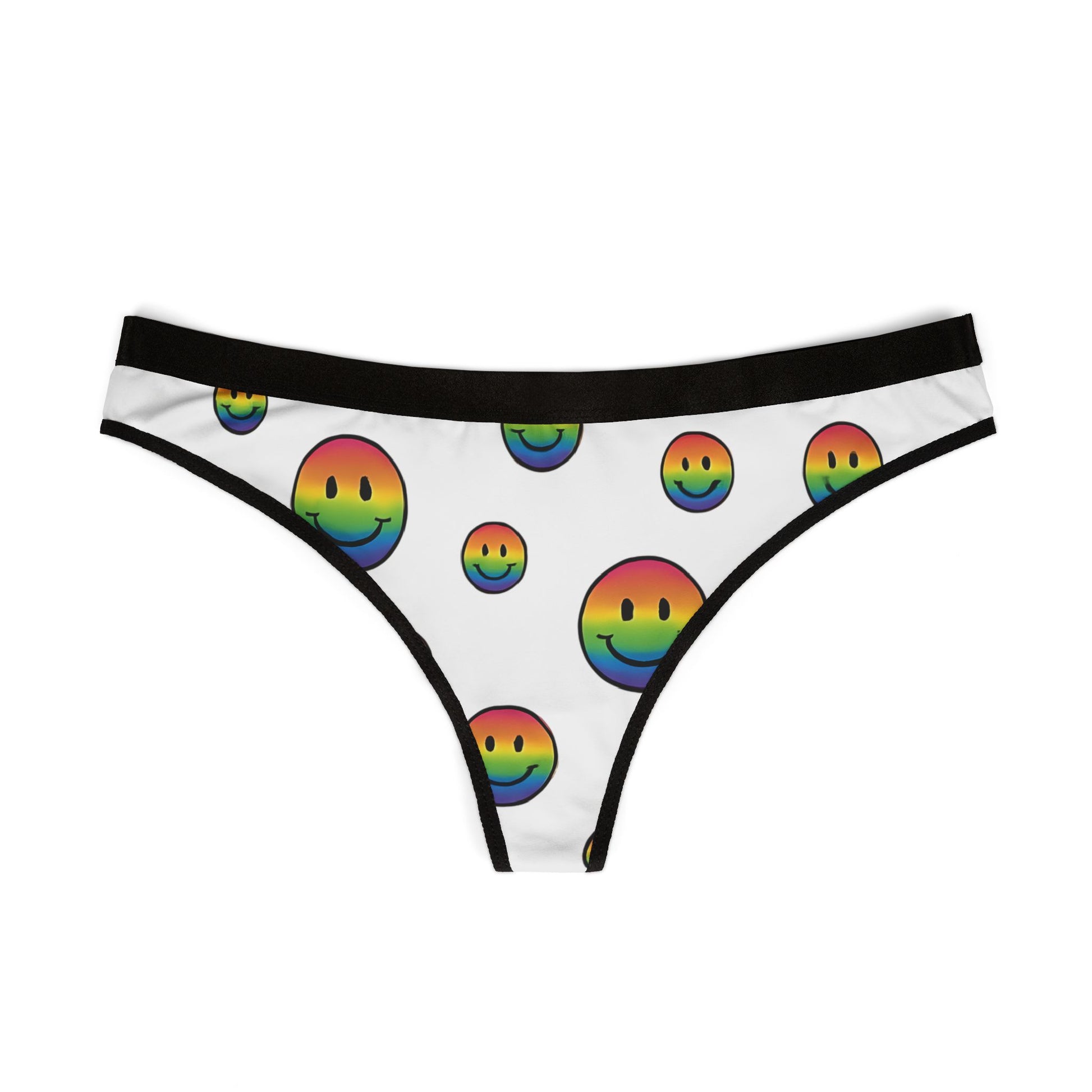 Fun Rainbow Smile Women's Thongs, Cute Underwear, Pride Apparel, Comfortable Lingerie, Floral Gifts for Her, Unique Women's Intimates