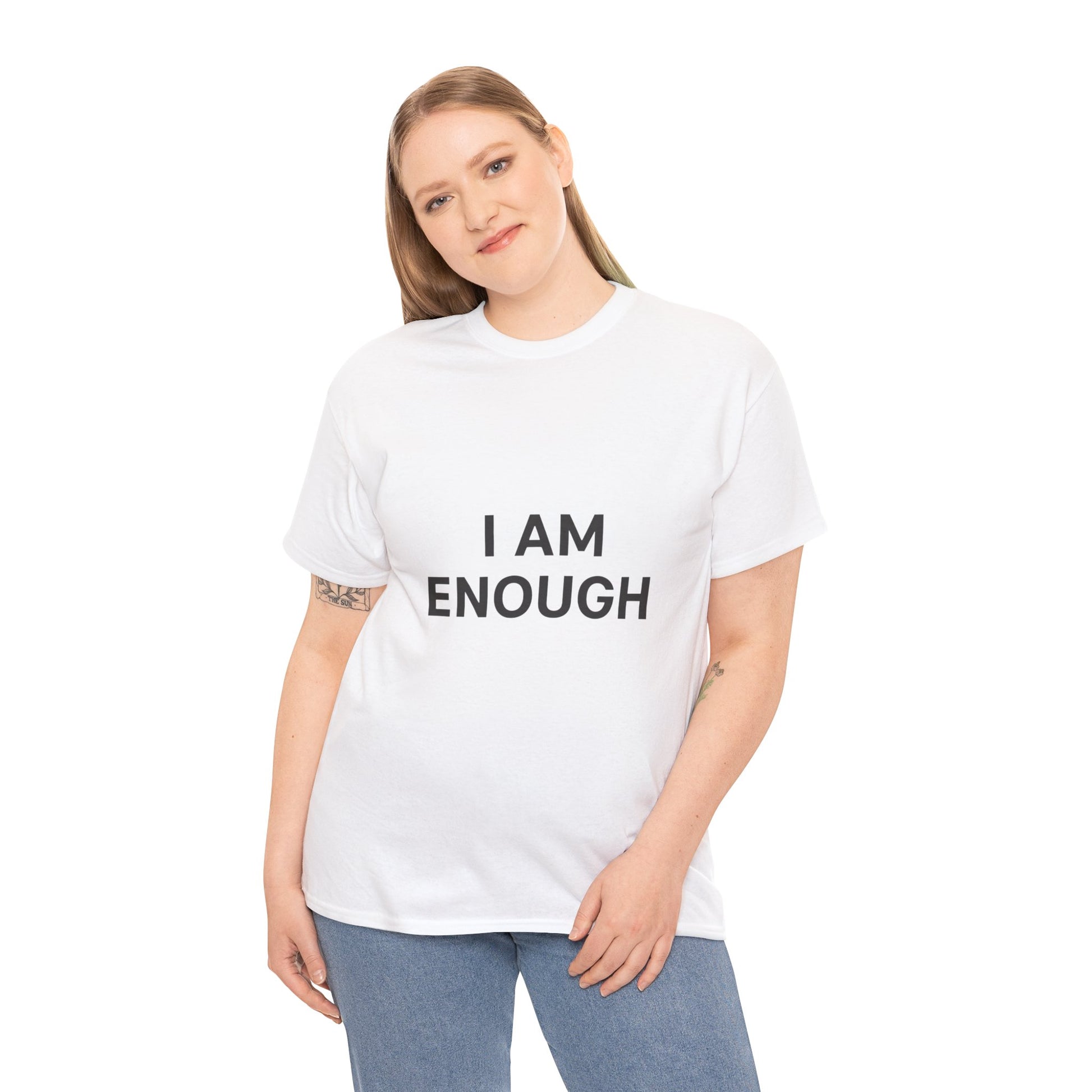 Empowering Unisex Heavy Cotton Tee - I Am Enough, Affirmation Shirt, Motivational T-Shirt, Gift for Self-Love, Casual Everyday Tee