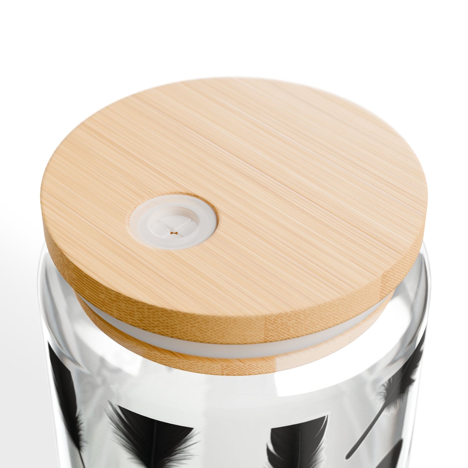 Feather Design Sipper Glass - Stylish Drinking Jar, Eco-Friendly Beverage Container, Perfect Gift for Home, Parties, and Events