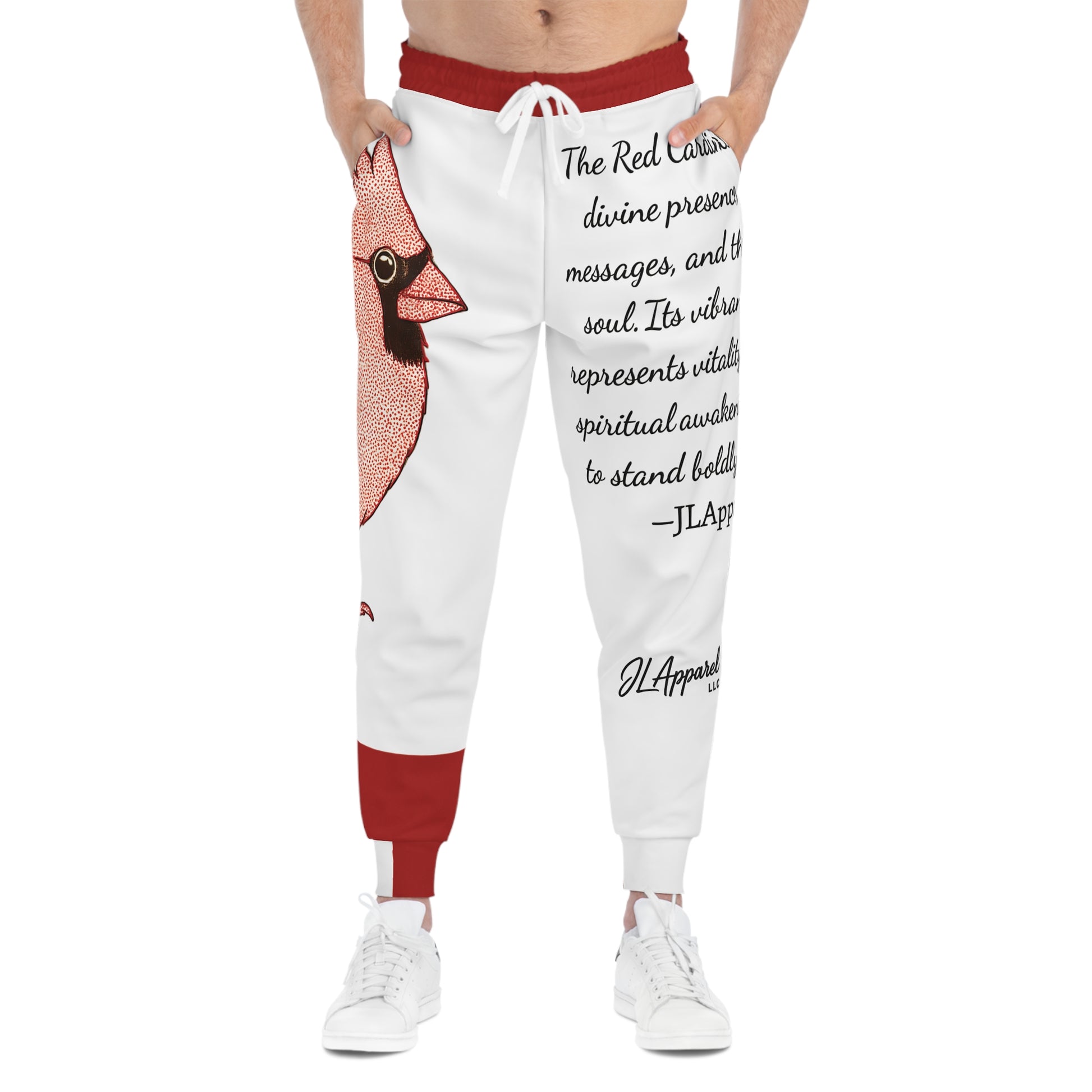 Red Cardinal Athletic Joggers for Spiritual Inspiration, Comfortable Activewear, Gift for Nature Lovers, Meditation Pants, Unique Sportswear