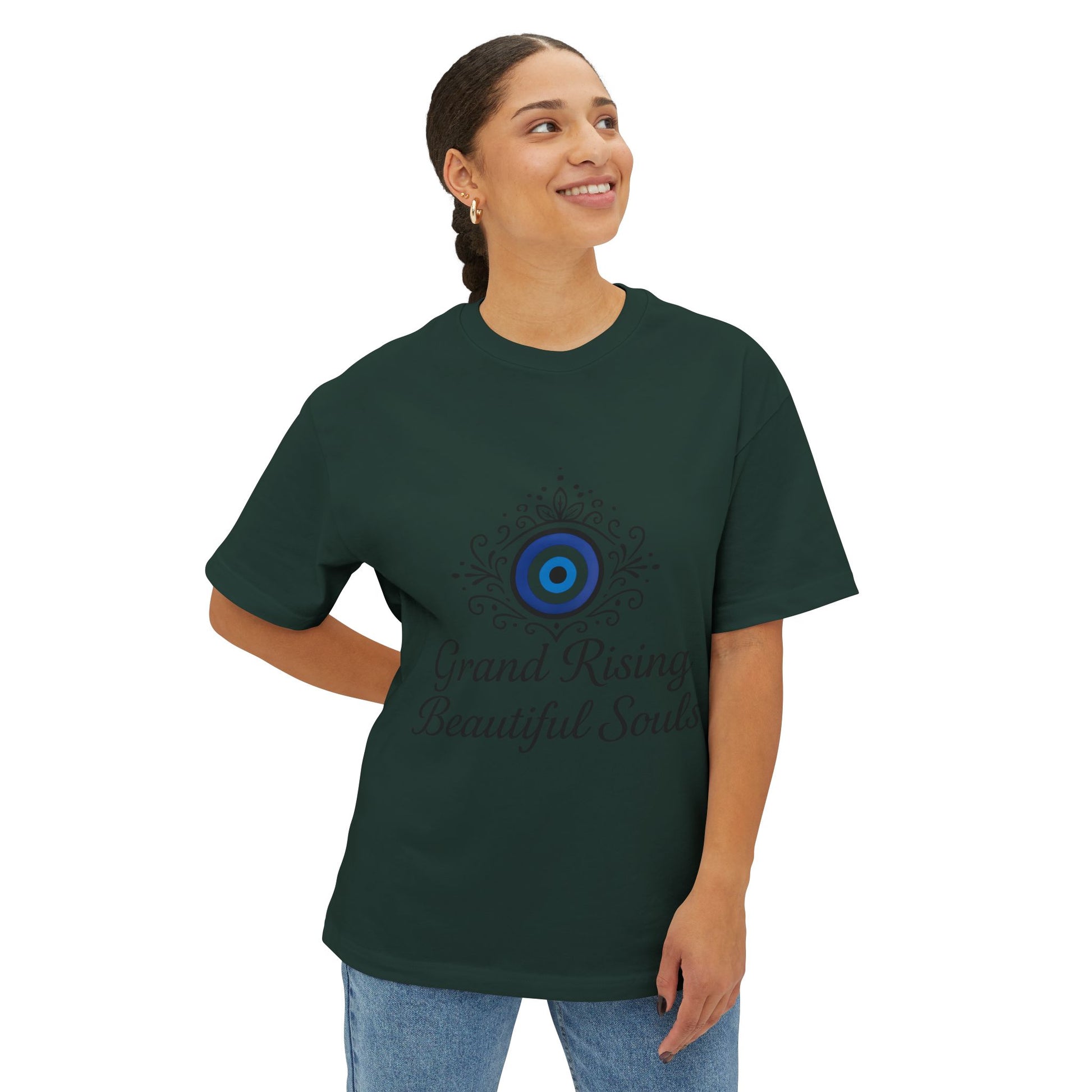 Grand Rising Unisex Oversized Boxy Tee with Eye Design, Spiritual T-Shirt, Positive Vibes Apparel, Gift for Soul Seekers, Relaxed Fit Shirt